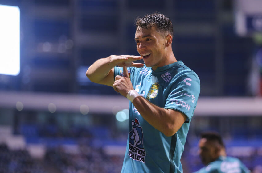 Federico Viñas netted the payoff-clinching goal for Leon as the Esmeraldas defeated FC Juarez to qualify for the Liga MX Play-In Tournament. (Photo by Agustin Cuevas/Getty Images)