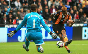 SWANSEA, WALES - AUGUST 20: Abel Hernandez of Hull City scores his sides second goal during the Premier League match between Swansea City and Hull City at Liberty Stadium on August 20, 2016 in Swansea, Wales. (Photo by Ben Hoskins/Getty Images)